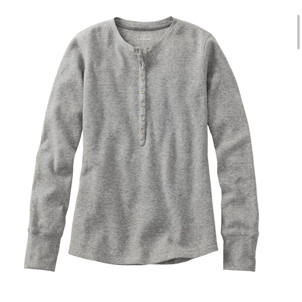 L.L. Bean Waffle Henley Gray - Medium